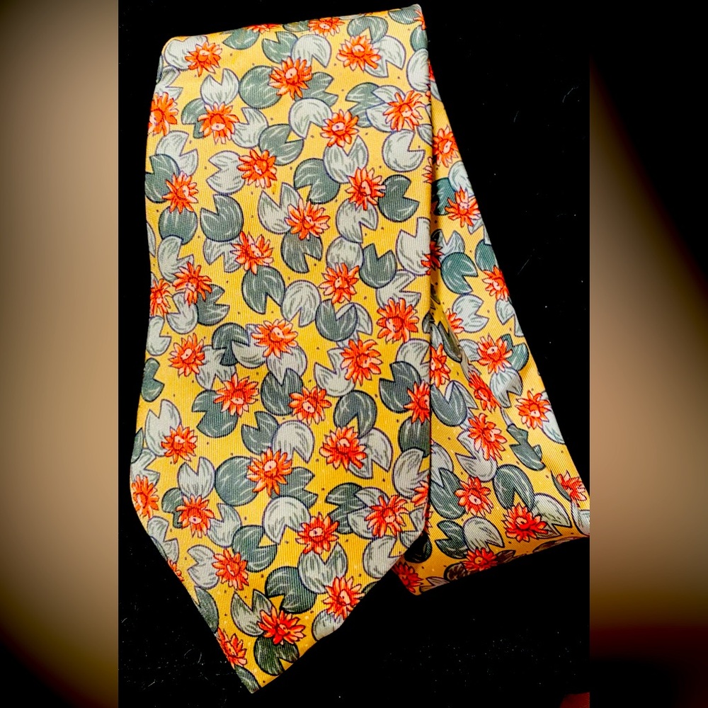 Hermes France Authentic 100% Silk Lily Pads Yellow Green Orange